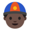 Man With Chinese Cap - Black emoji on Google